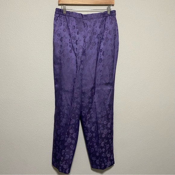 Vintage Purple Floral Jacquard Tapered Pants - Picture 5 of 10